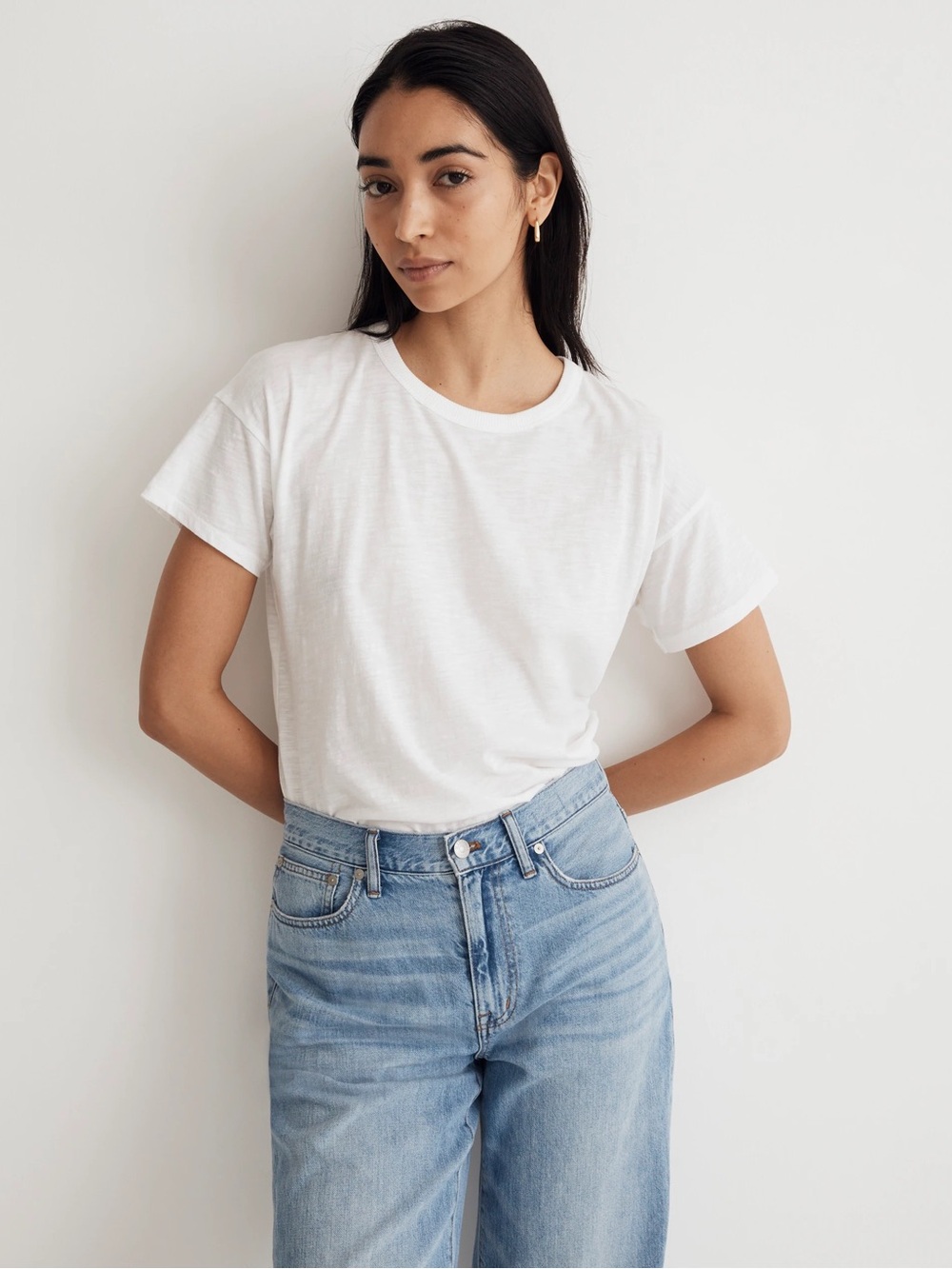 Madewell Whisper Cotton Rib-Crewneck Tee NWT White S
